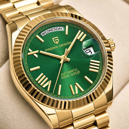 Relógio Masculino Pagani Design Imperiale Dourado com Verde - detalhe do mostrador