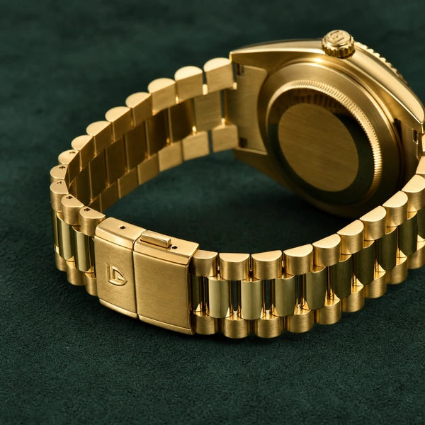 Relógio Masculino Pagani Design Imperiale Dourado com Verde - detalhe da pulseira