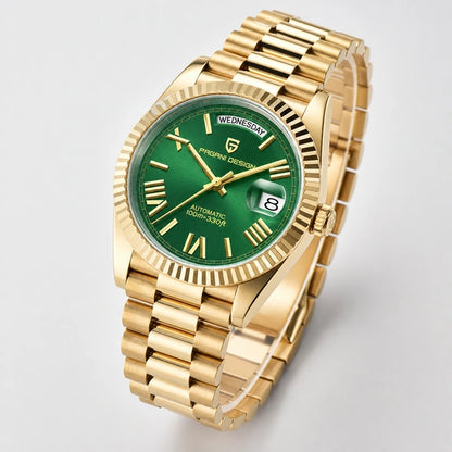 Relógio Masculino Pagani Design Imperiale Dourado com Verde - ângulo alternativo do relógio completo