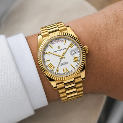 Relógio Masculino Pagani Design Imperiale Dourado com Branco - relógio no pulso