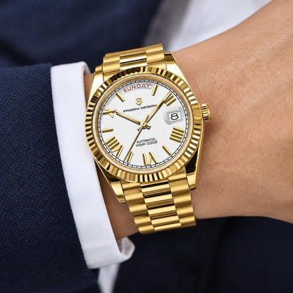 Relógio Masculino Pagani Design Imperiale Dourado com Branco - composição lifestyle executiva
