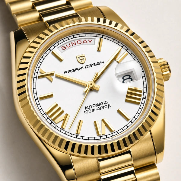 Relógio Masculino Pagani Design Imperiale Dourado com Branco - detalhe do mostrador