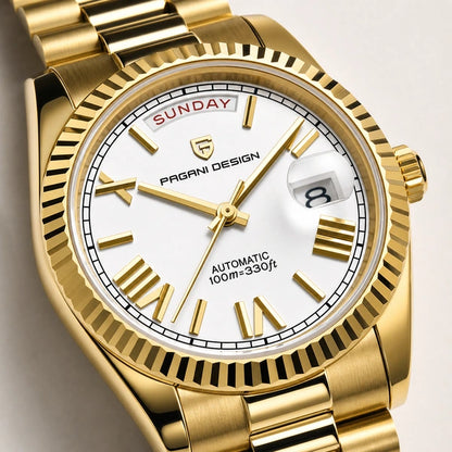 Relógio Masculino Pagani Design Imperiale Dourado com Branco - detalhe do mostrador