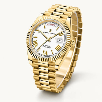 Relógio Masculino Pagani Design Imperiale Dourado com Branco - vitrine final em fundo claro