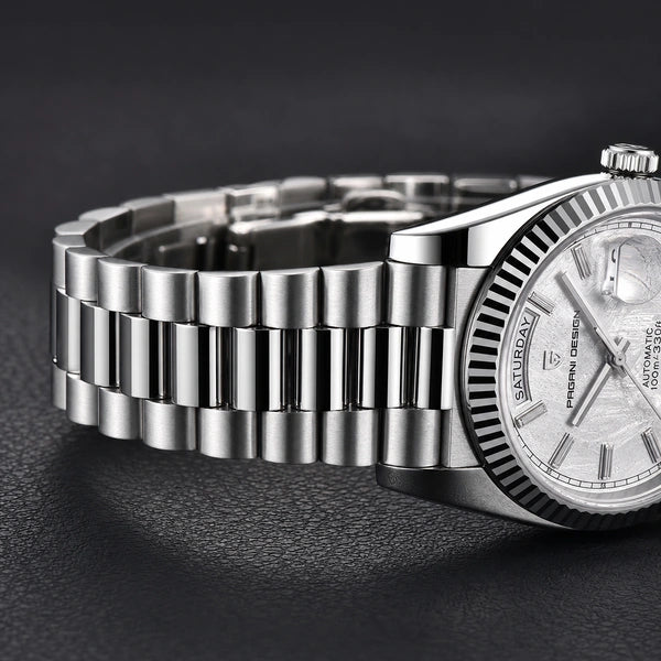 Relógio Masculino Pagani Design Imperiale Meteorito Branco - detalhe da pulseira