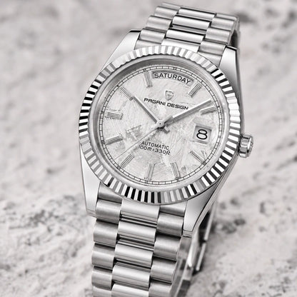Relógio Masculino Pagani Design Imperiale Meteorito Branco - close do acabamento