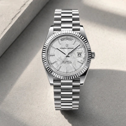 Relógio Masculino Pagani Design Imperiale Meteorito Branco - cena editorial premium