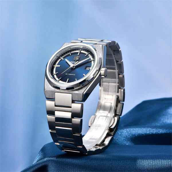 relógio mecânico masculino Benyar Capri Deep - vista lateral