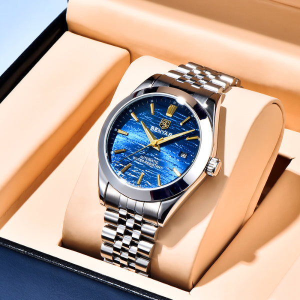relógio masculino azul Benyar Lucern Azul - detalhe do mostrador