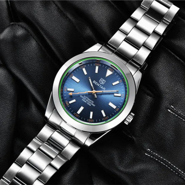 relógio masculino azul Benyar Zephyr Azul - detalhe do mostrador