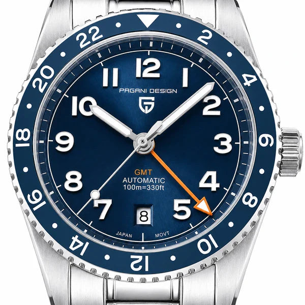 Bezel azul com marcadores em foco
