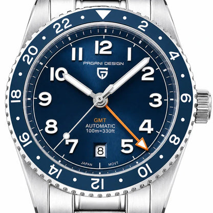 Bezel azul com marcadores em foco