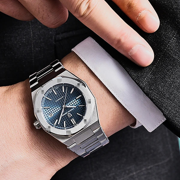 relogio automatico masculino Prata Celeste Pagani Design - no pulso