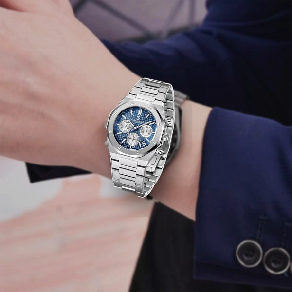 relogio masculino no pulso Relógio Masculino Prata Dante Pagani Design Azul - relogio no pulso