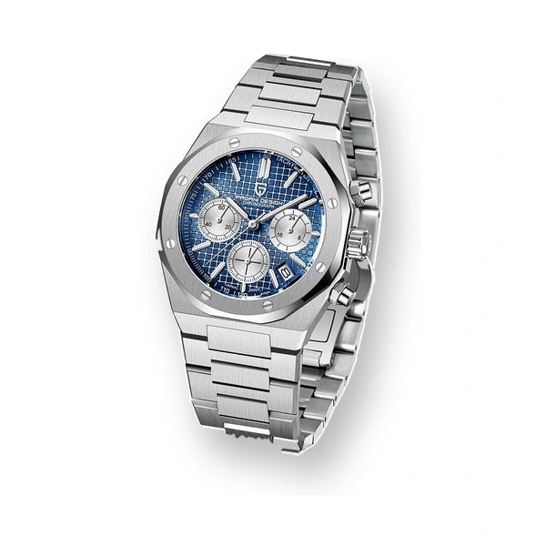 relogio pagani design dante Relógio Masculino Prata Dante Pagani Design Azul - fundo branco três quartos