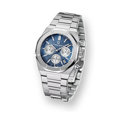 relogio pagani design dante Relógio Masculino Prata Dante Pagani Design Azul - fundo branco três quartos