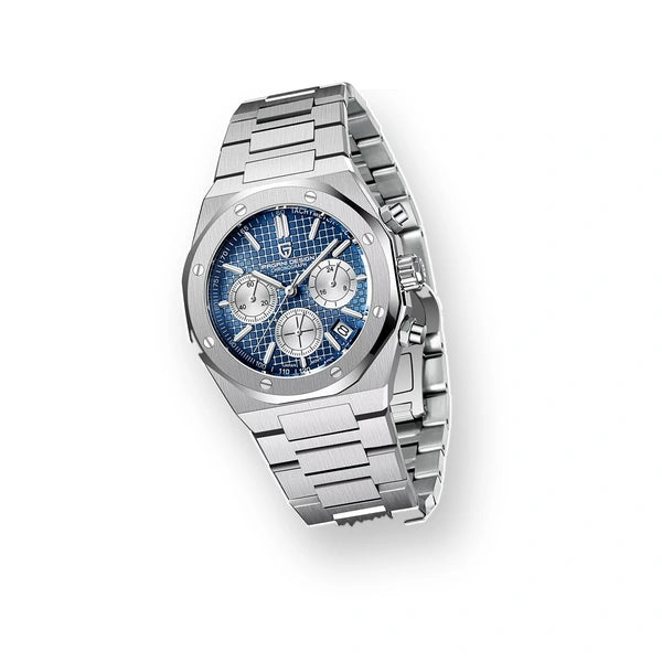 relogio masculino pulseira Relógio Masculino Prata Dante Pagani Design Azul - fundo branco pulseira