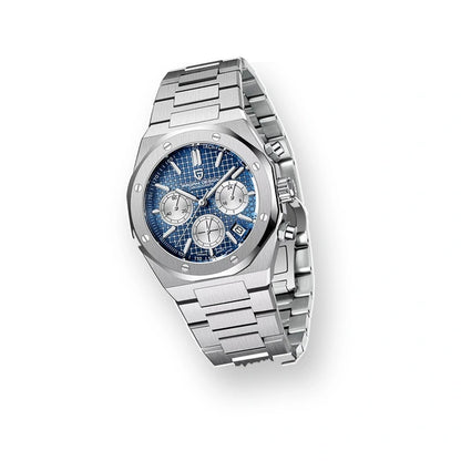 relogio masculino pulseira Relógio Masculino Prata Dante Pagani Design Azul - fundo branco pulseira
