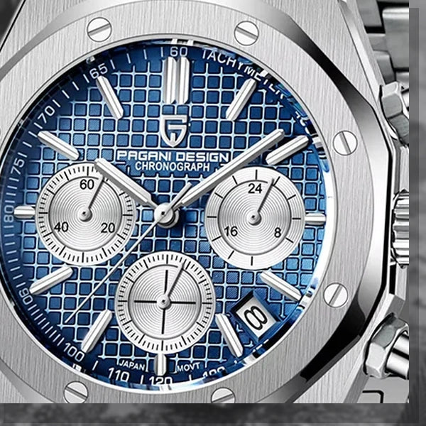 relogio masculino safira Relógio Masculino Prata Dante Pagani Design Azul - macro do mostrador