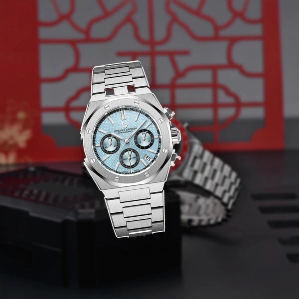 relogio masculino social Relógio Masculino Prata Dante Pagani Design Azul Gelo - lifestyle premium em contexto diferente