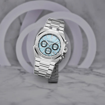 relogio masculino para presente Relógio Masculino Prata Dante Pagani Design Azul Gelo - lifestyle premium viagem