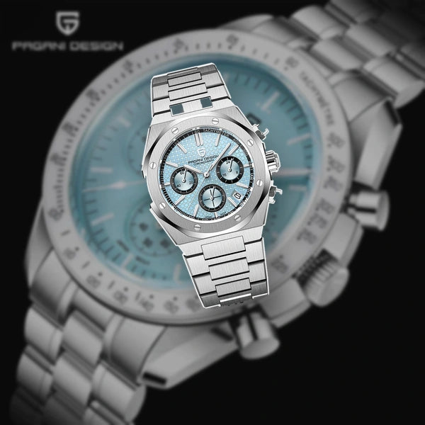 relogio masculino elegante Relógio Masculino Prata Dante Pagani Design Azul Gelo - lifestyle premium urbano