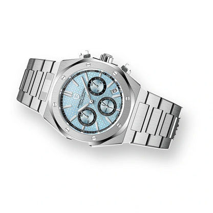 relogio masculino premium Relógio Masculino Prata Dante Pagani Design Azul Gelo - fundo branco perfil lateral