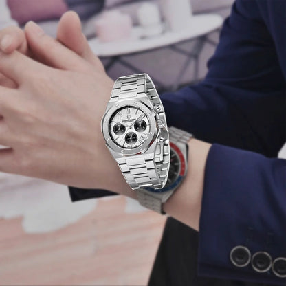 relogio masculino no pulso Relógio Masculino Prata Dante Pagani Design Branco - relogio no pulso