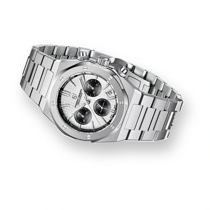 relogio masculino premium Relógio Masculino Prata Dante Pagani Design Branco - fundo branco perfil lateral