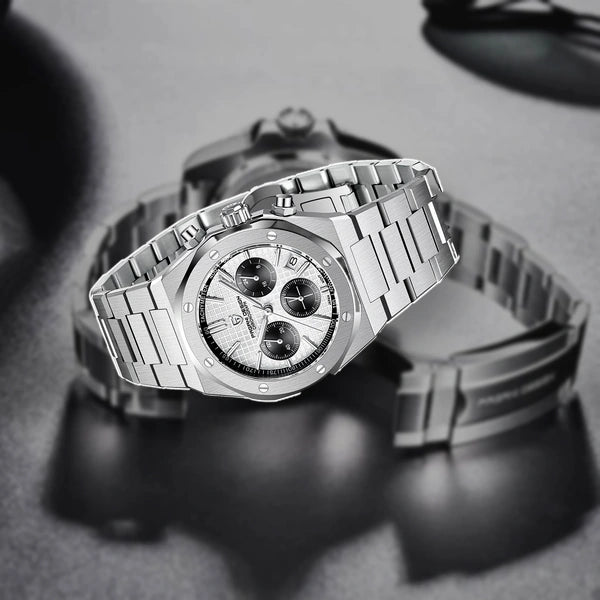 relogio masculino caseback Relógio Masculino Prata Dante Pagani Design Branco - fundo branco traseira caseback