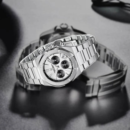 relogio masculino caseback Relógio Masculino Prata Dante Pagani Design Branco - fundo branco traseira caseback