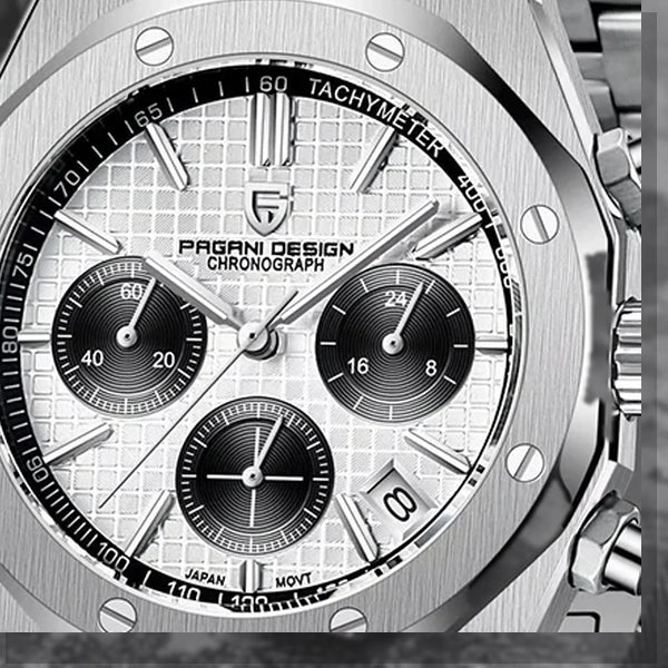 relogio masculino safira Relógio Masculino Prata Dante Pagani Design Branco - macro do mostrador