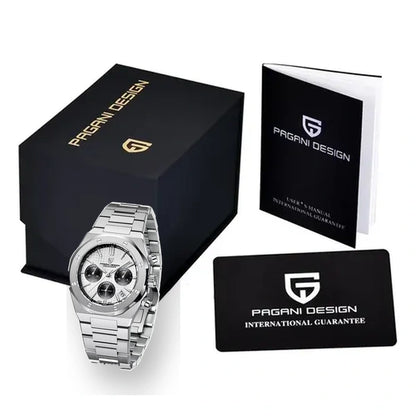 relogio masculino na caixa Relógio Masculino Prata Dante Pagani Design Branco - produto na caixa embalagem