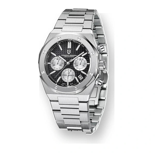 relogio masculino pagani design Relógio Masculino Prata Dante Pagani Design Preto - produto principal frontal em fundo branco