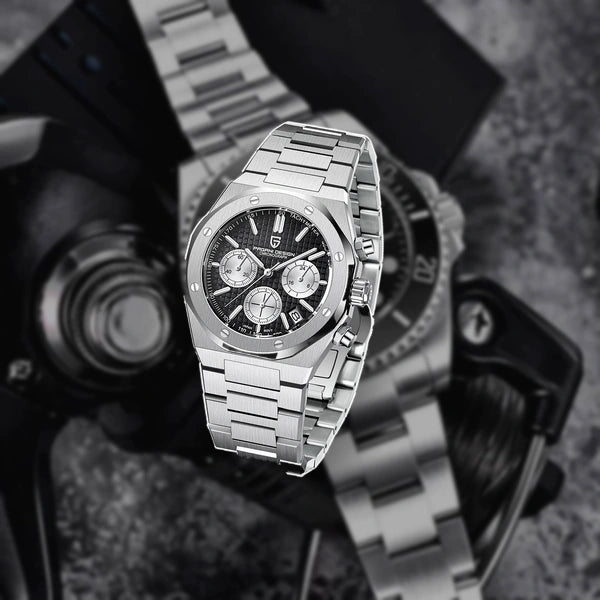 relogio cronografo masculino Relógio Masculino Prata Dante Pagani Design Preto - lifestyle premium em mesa