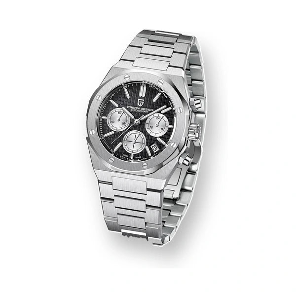 relogio pagani design dante Relógio Masculino Prata Dante Pagani Design Preto - fundo branco três quartos