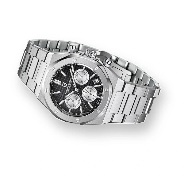 relogio masculino premium Relógio Masculino Prata Dante Pagani Design Preto - fundo branco perfil lateral