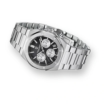 relogio masculino premium Relógio Masculino Prata Dante Pagani Design Preto - fundo branco perfil lateral