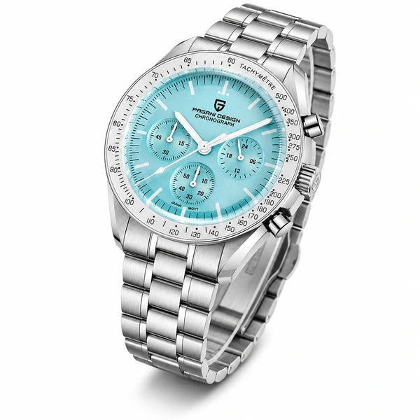 relogio masculino importado Lunario Pagani Design Azul Claro - Produto completo em angulo diferente