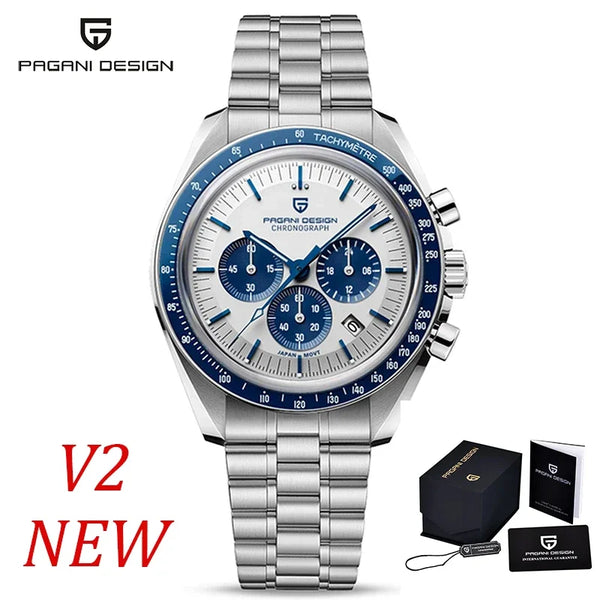 relógio masculino safira Lunario Pagani Design Branco Azul - foto frontal