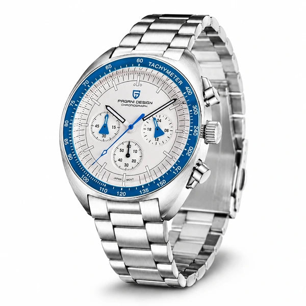 relogio masculino importado Lunario Pagani Design Branco Celeste - Produto completo em angulo diferente