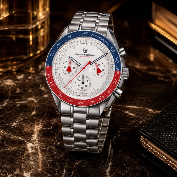 relogio masculino de luxo Lunario Pagani Design Branco Azul Vermelho - Lifestyle luxuoso