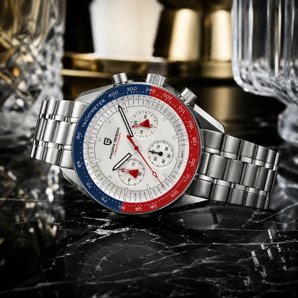 relogio masculino executivo Lunario Pagani Design Branco Azul Vermelho - Lifestyle executivo