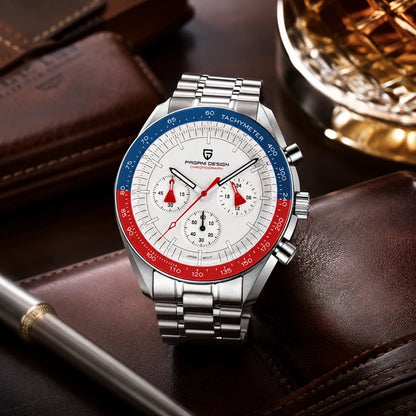 relogio premium masculino Lunario Pagani Design Branco Azul Vermelho - Lifestyle premium