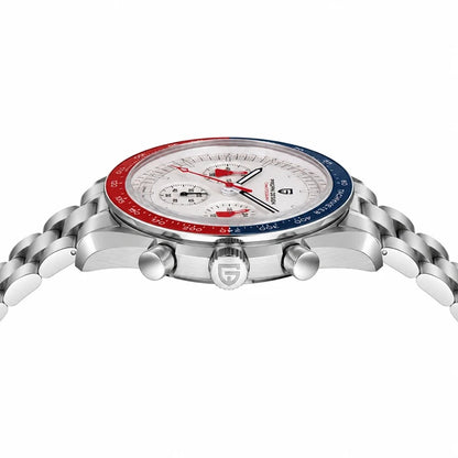 relogio masculino caixa aco Lunario Pagani Design Branco Azul Vermelho - Vista lateral