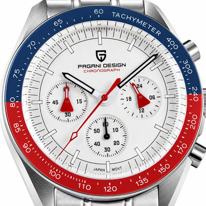 relogio com mostrador branco Lunario Pagani Design Branco Azul Vermelho - Detalhe do mostrador