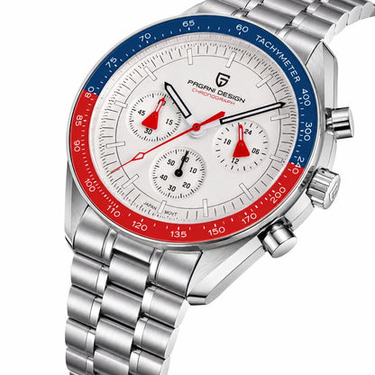 relogio pulseira de aco masculino Lunario Pagani Design Branco Azul Vermelho - Detalhe da pulseira