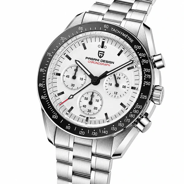 relógio masculino branco Lunario Pagani Design Branco Preto - Frente em fundo branco