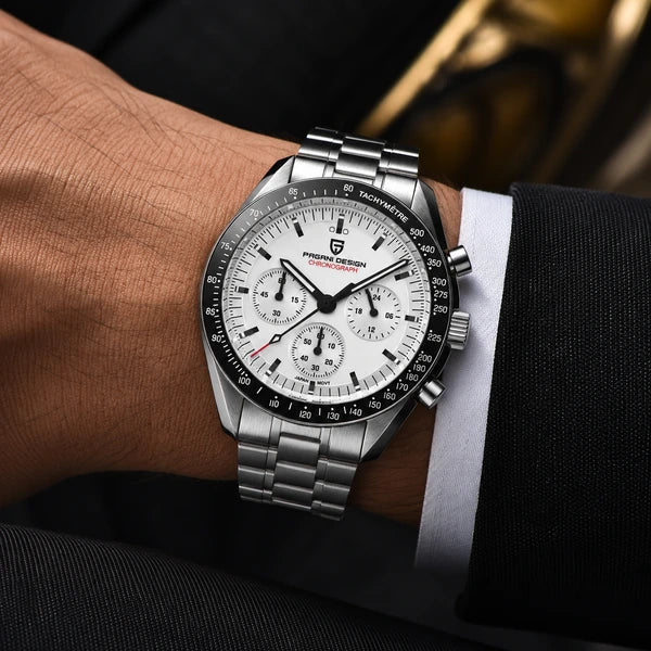 relogio masculino no pulso Lunario Pagani Design Branco Preto - No pulso