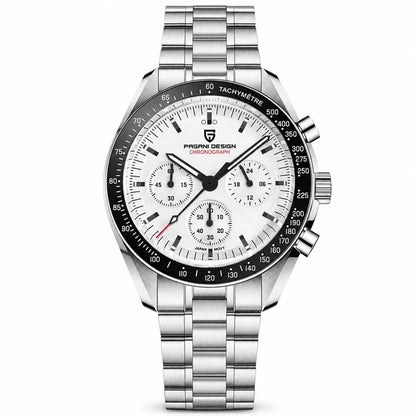 relogio cronografo masculino Lunario Pagani Design Branco Preto - Angulo tres quartos